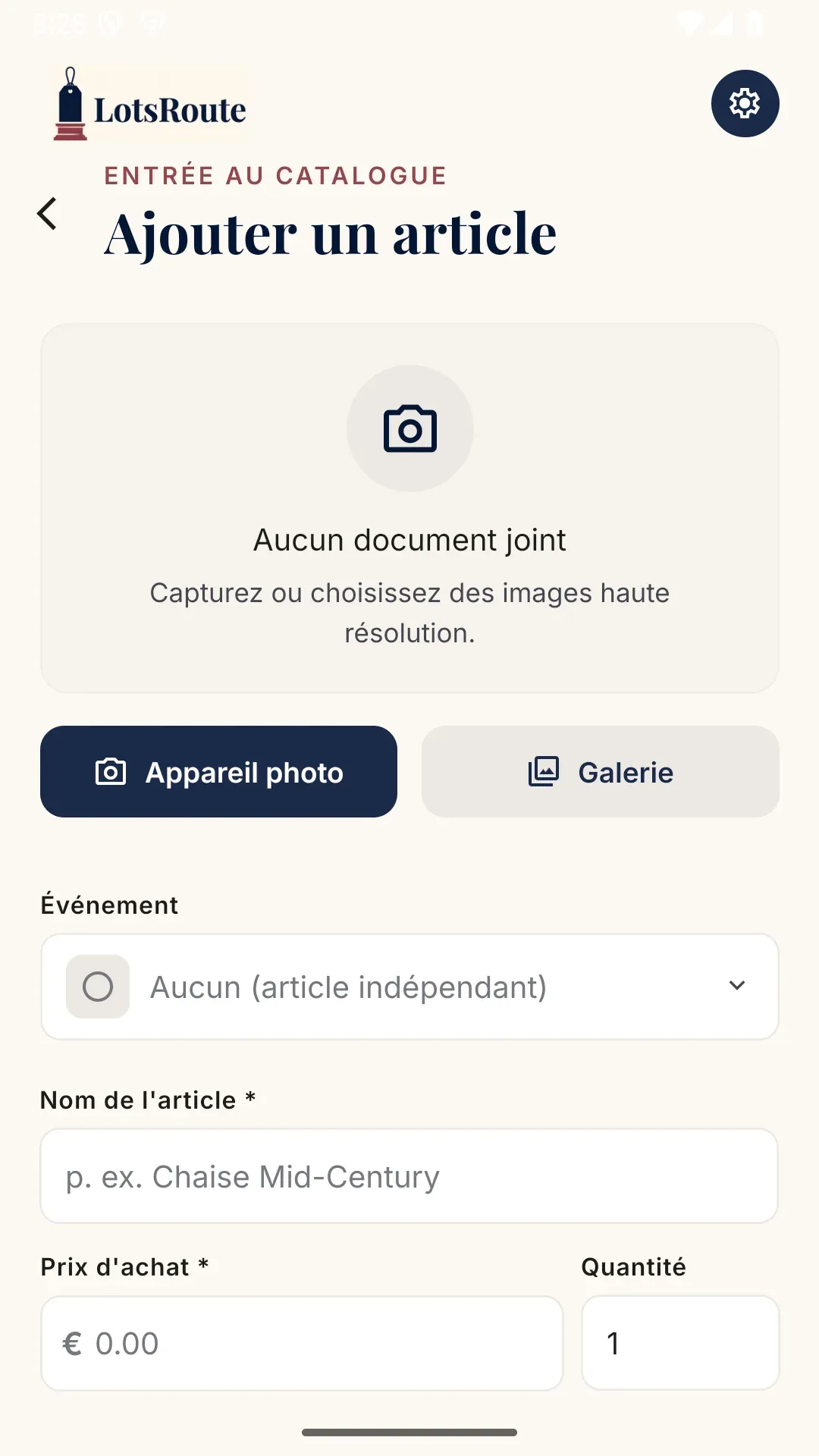 Ajout rapide d'articles