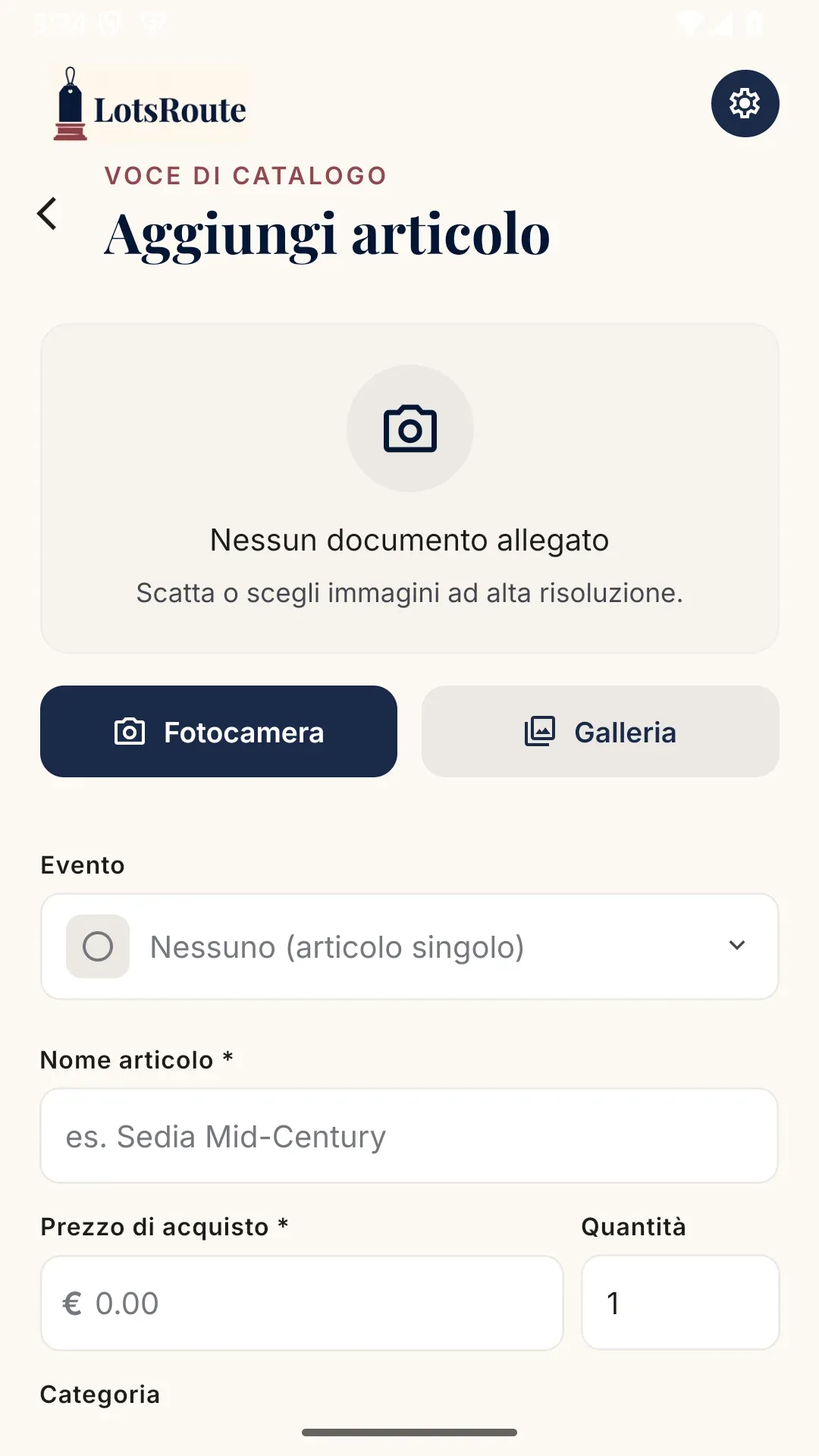 Aggiungi articoli rapidamente