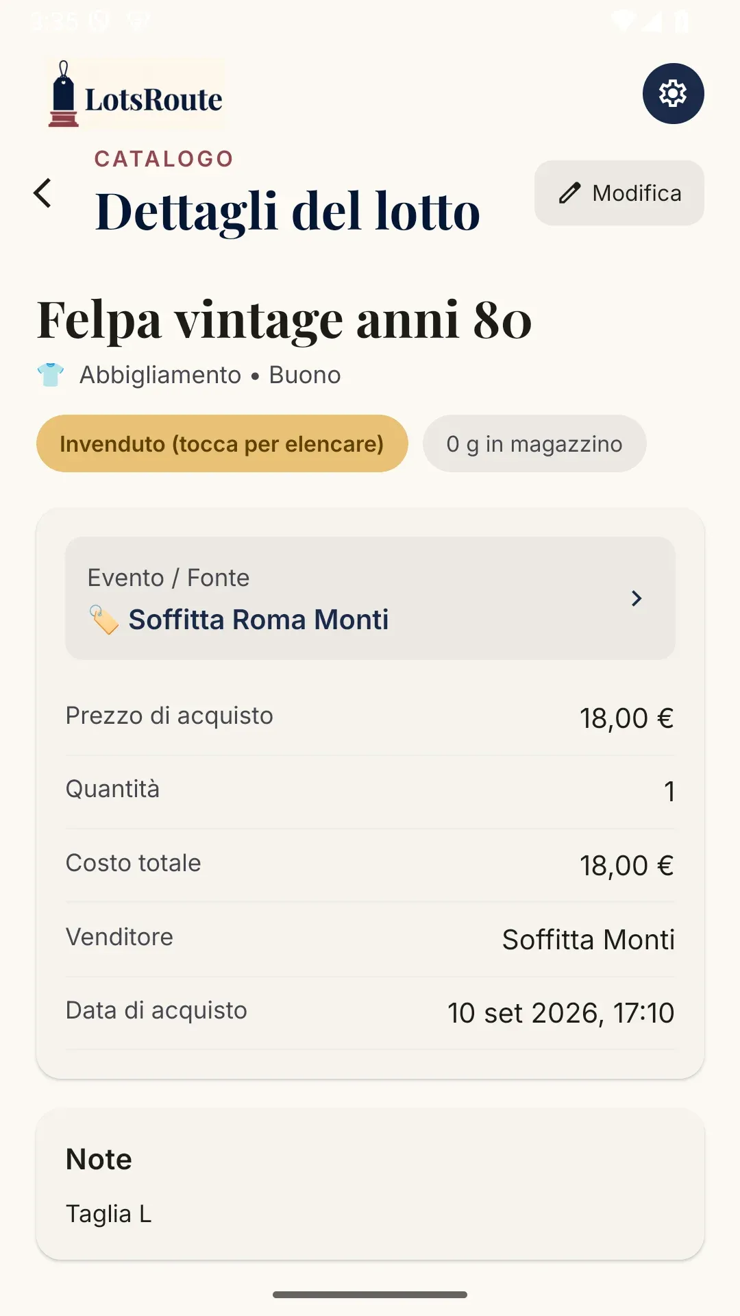 Cronologia acquisti completa