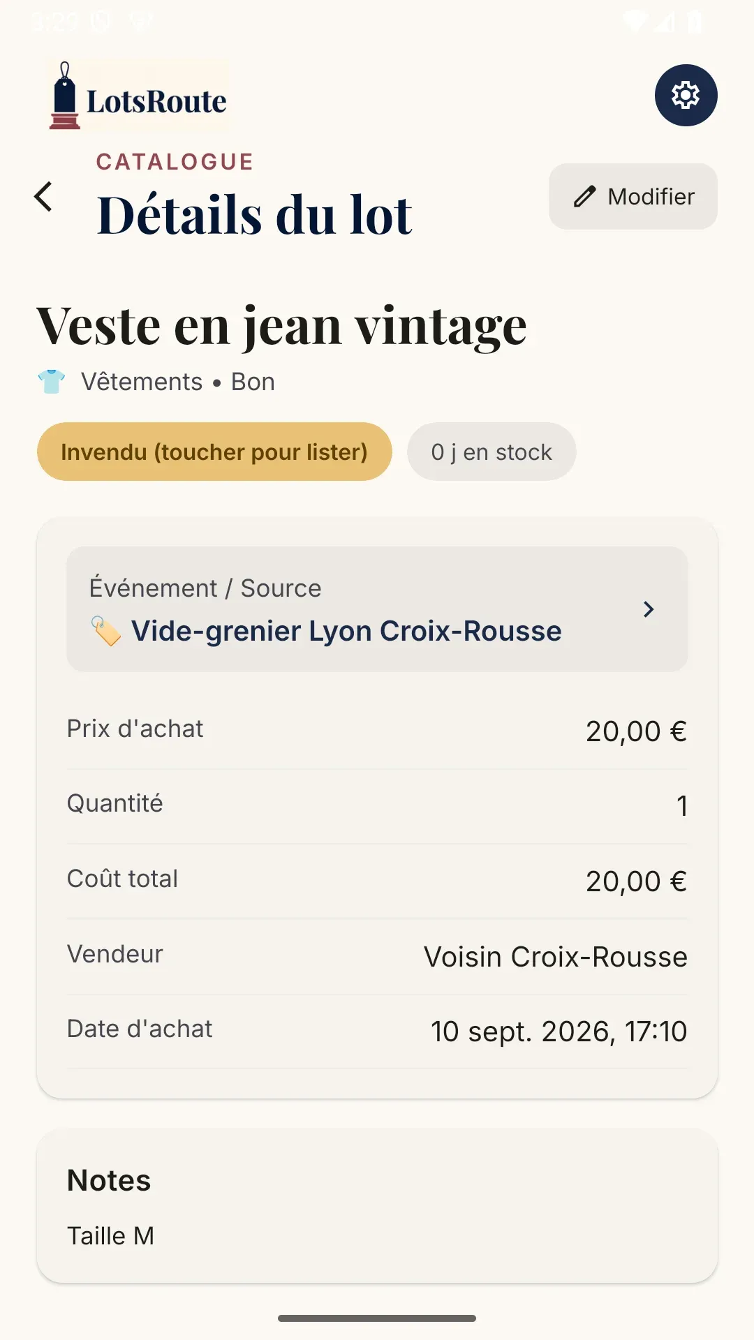 Historique d'achat complet