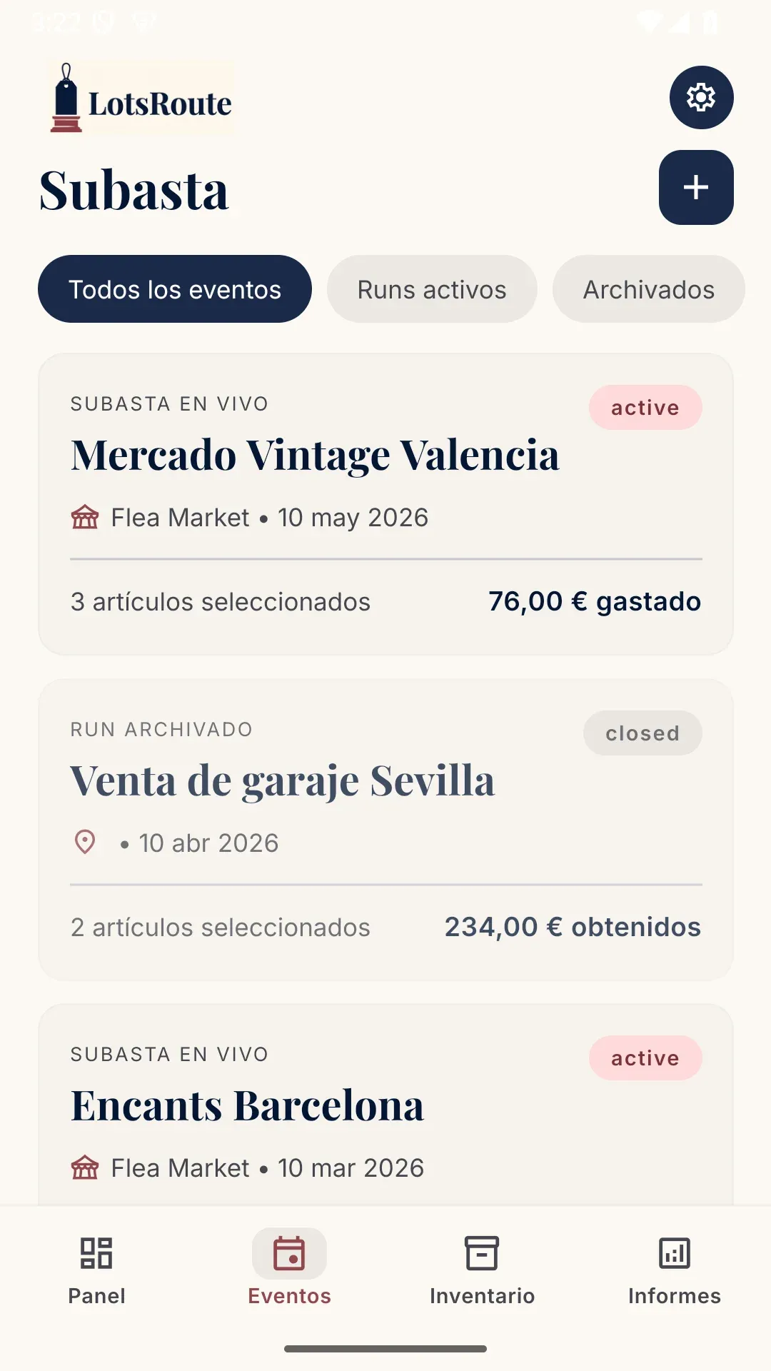 Seguimiento de eventos