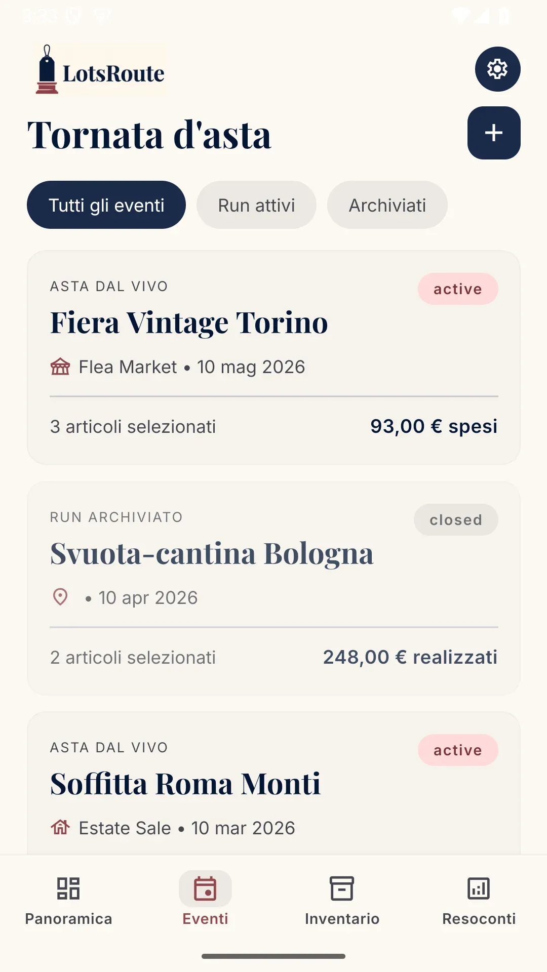 Tracciamento eventi