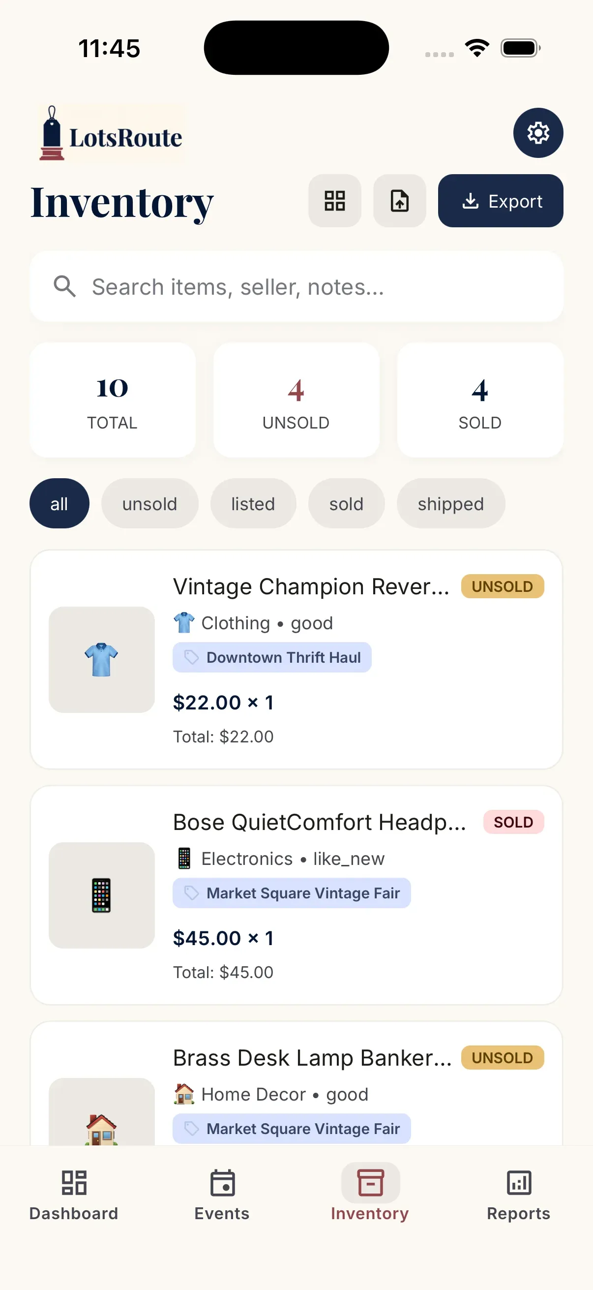 Inventory ledger