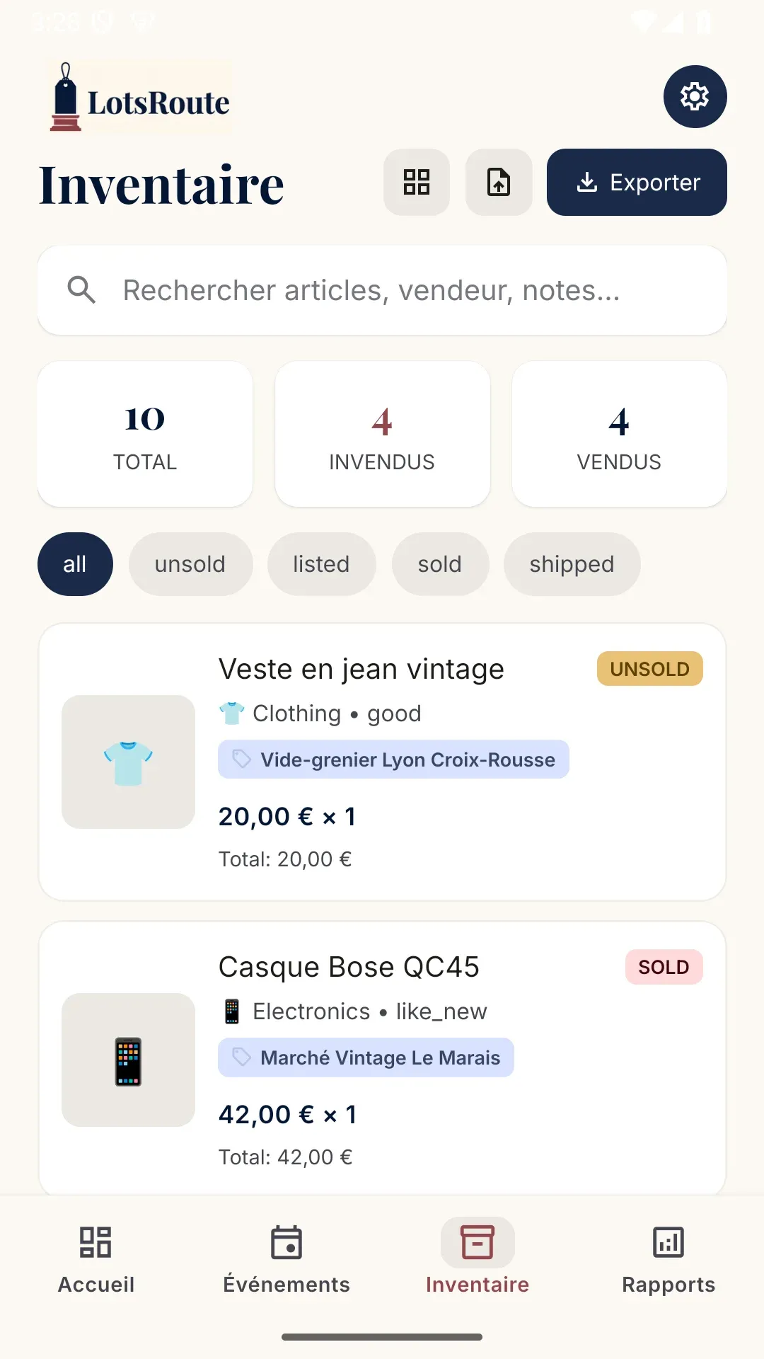 Registre d'inventaire
