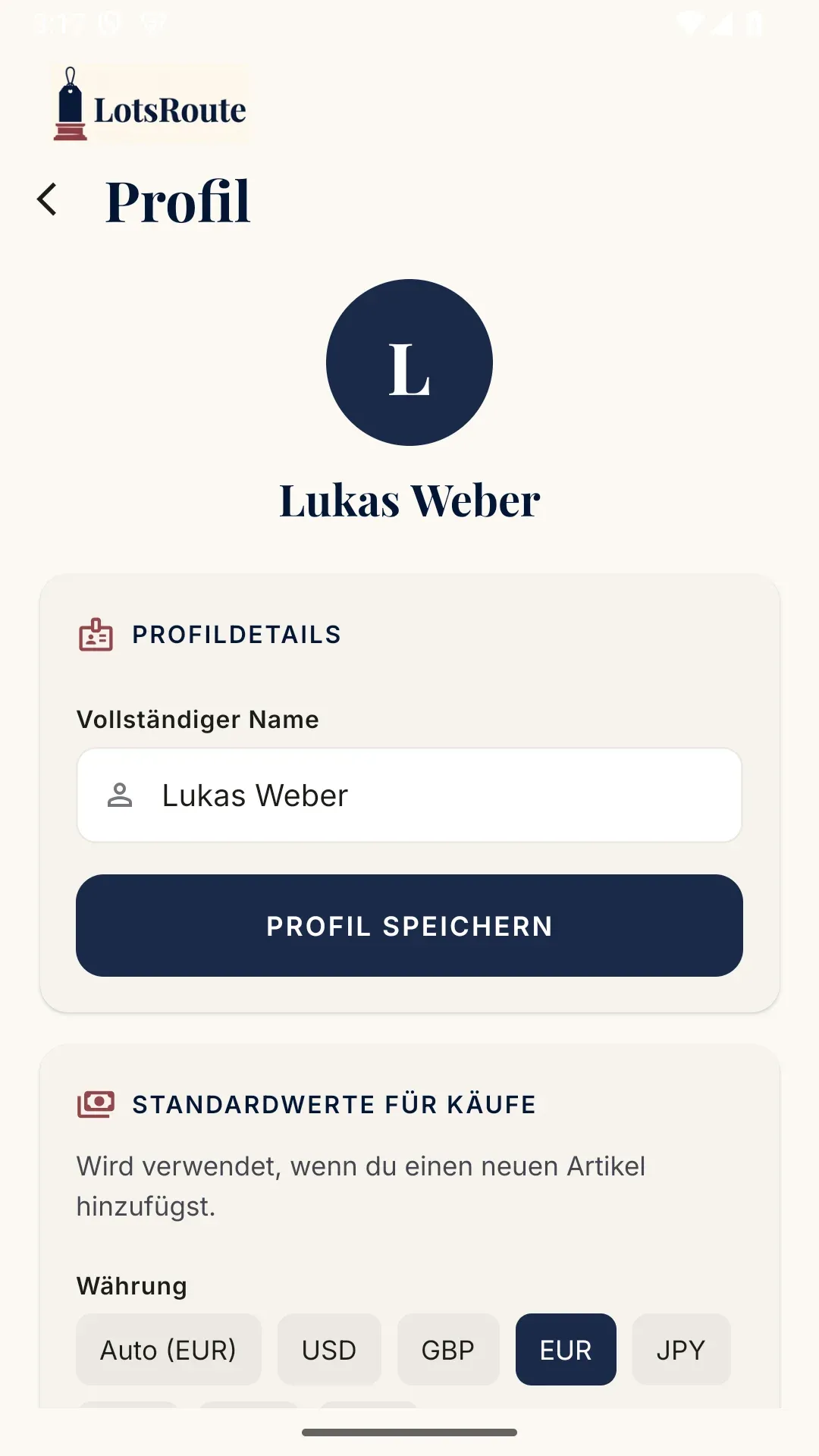 Profil & Sicherung